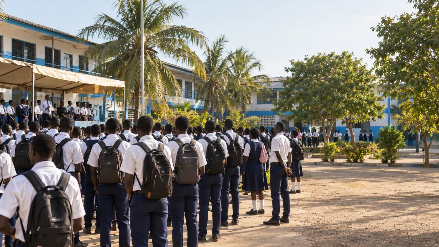 Students gathered together at a whole-school assembly
